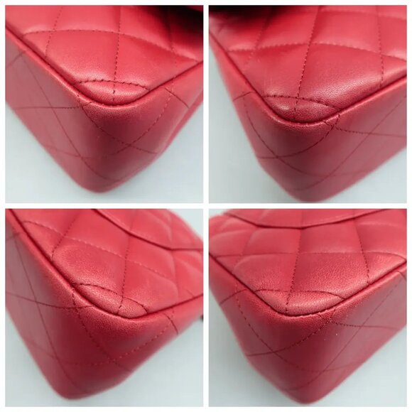 100% Authentic CHANEL CF Jumbo Red Leather Shoulder Bag - Picture 8 of 12